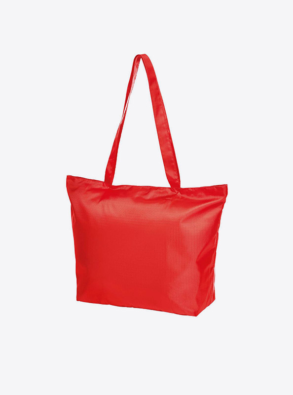 Faltbare Tasche Easy Mit Logo Bedrucken Reissverschluss Zusatztasche Reisetasche Polyester Rot