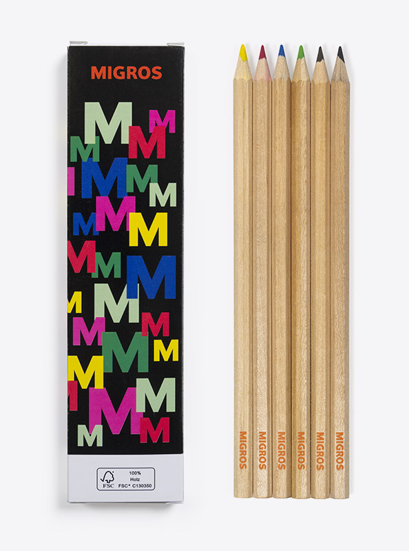 Farbstift Set Migros Verpackung 4 Farbig Mit Logo Bedrucken Holz Fsc Zertifiziert
