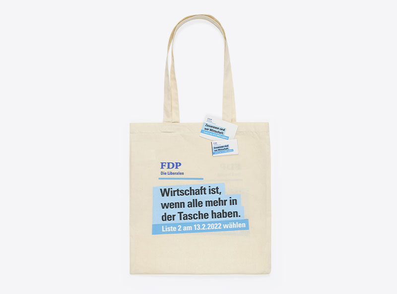 Fdp Kb Publishing Baumwolltasche Aufkleber Schoggi Fdp Kampagne