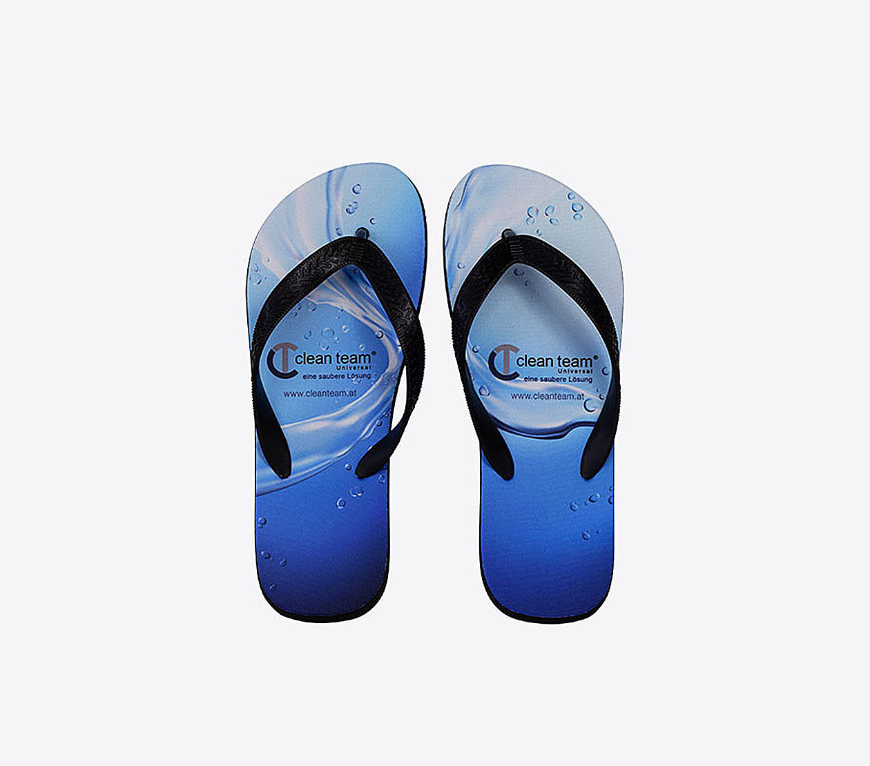 Flip Flop Eco Clean Team Vollflaechig Mit Logo Werbung Bedrucken Kautschuk Digitaldruck Auf Sohle