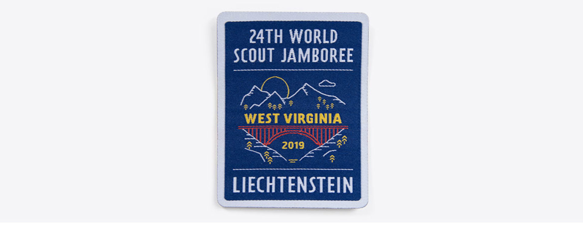 Gewobener Badge Jamboree Virginia 2019 Pfadi Liechtenstein