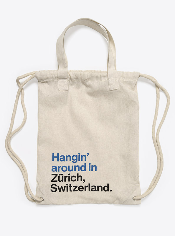 Gym Bag Zuerich Tourismus Hangin Around Mit Slogan Logo Bedrucken Baumwolle