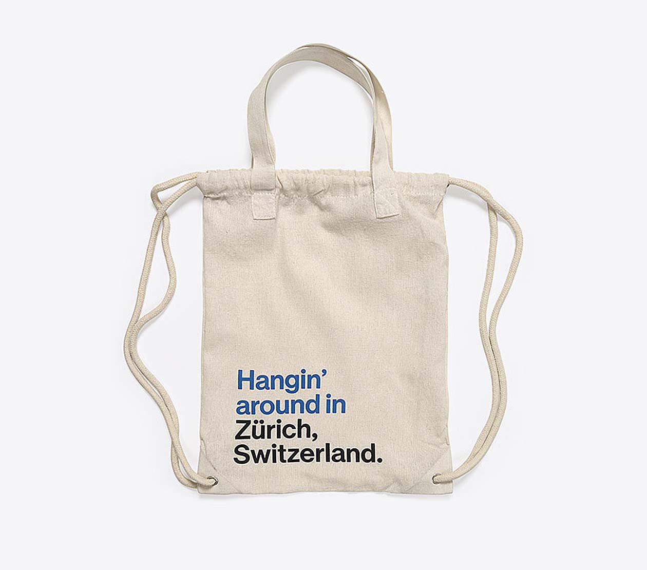 Gym Bag Zuerich Tourismus Hangin Around Mit Slogan Logo Bedrucken Baumwolle