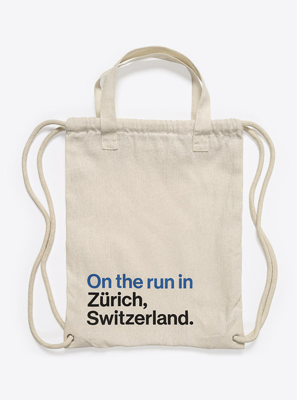 Gym Bag Zuerich Tourismus On The Run Mit Slogan Logo Bedrucken Baumwolle