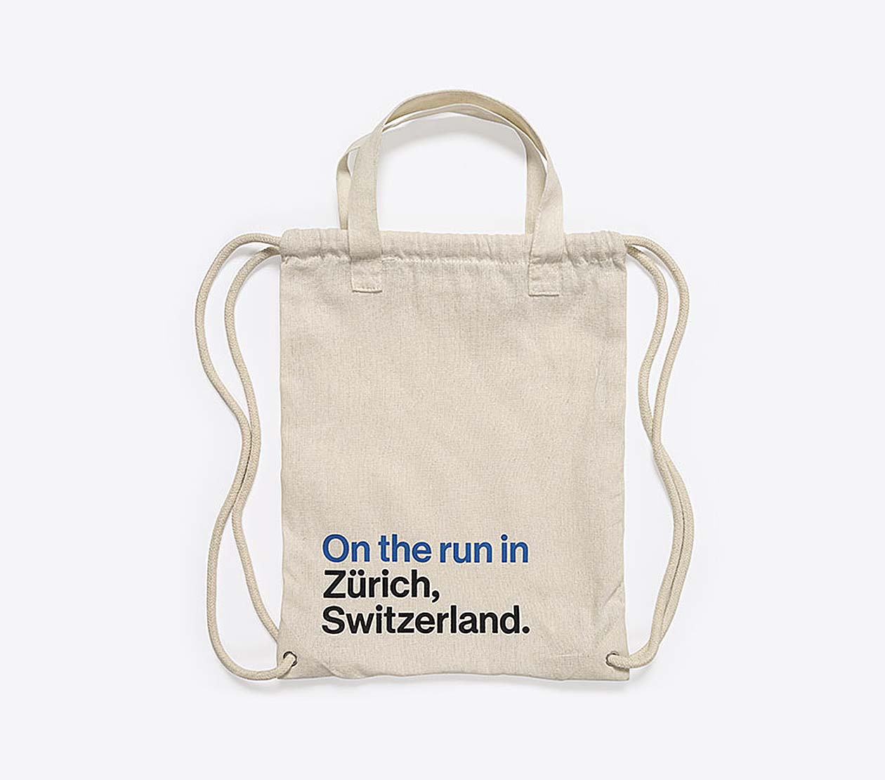 Gym Bag Zuerich Tourismus On The Run Mit Slogan Logo Bedrucken Baumwolle