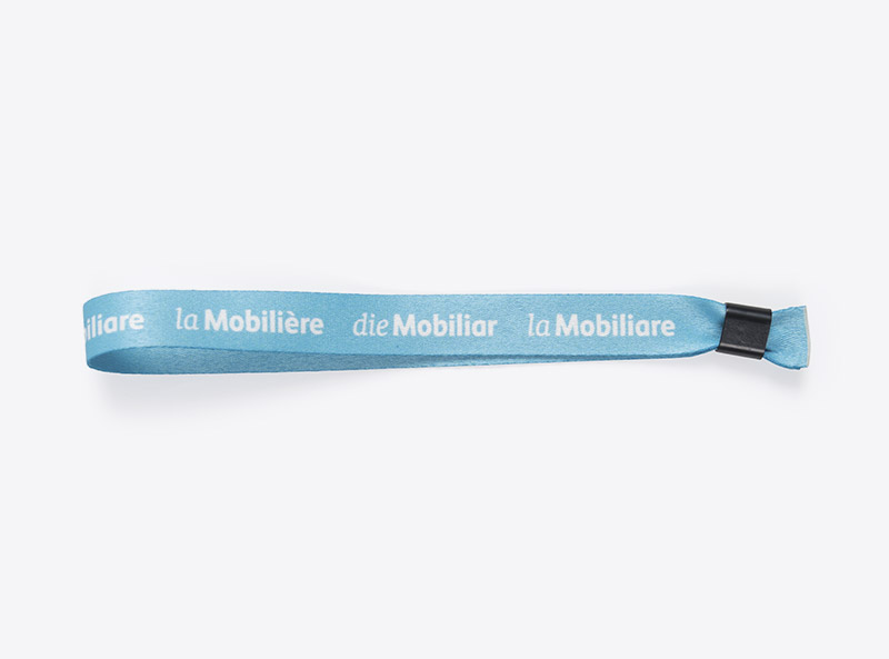 Kontrollband Mobiliar Mit Logo Bedrucken Rpet Polyester Satin Digitaldruck Blau