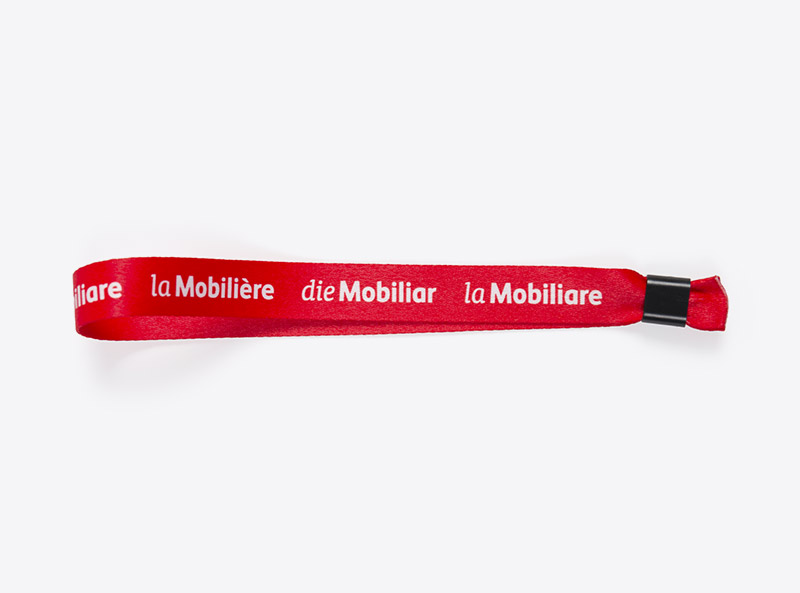 Kontrollband Mobiliar Mit Logo Bedrucken Rpet Polyester Satin Digitaldruck Rot