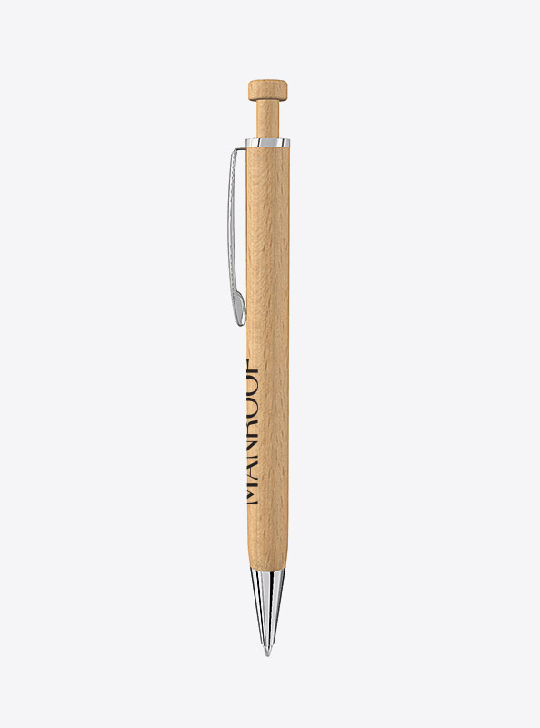 Kugelschreiber Holz Leaf Mit Logo Gravur Werbegeschenk