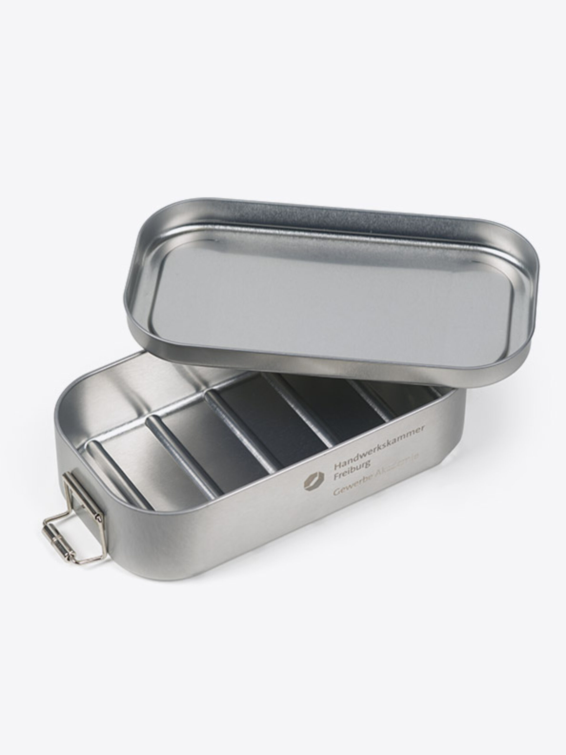 Lunchbox Silber Bedrucken Praegung Lasergravur Bestellen