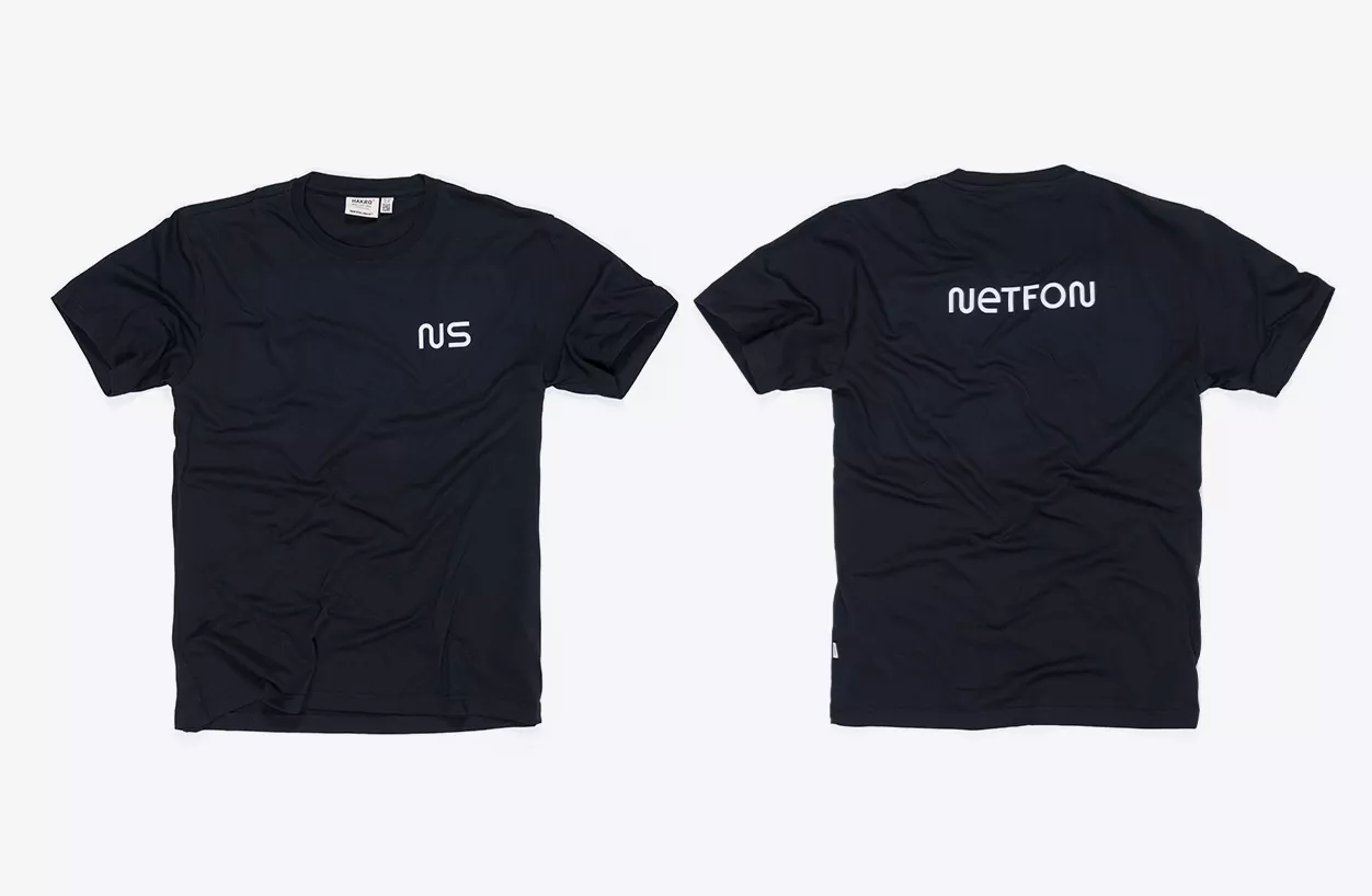 Netfon Solutions T Shirt Hakro 281 BW Polyester Single Jersey 160g Aquatransfer schwarz