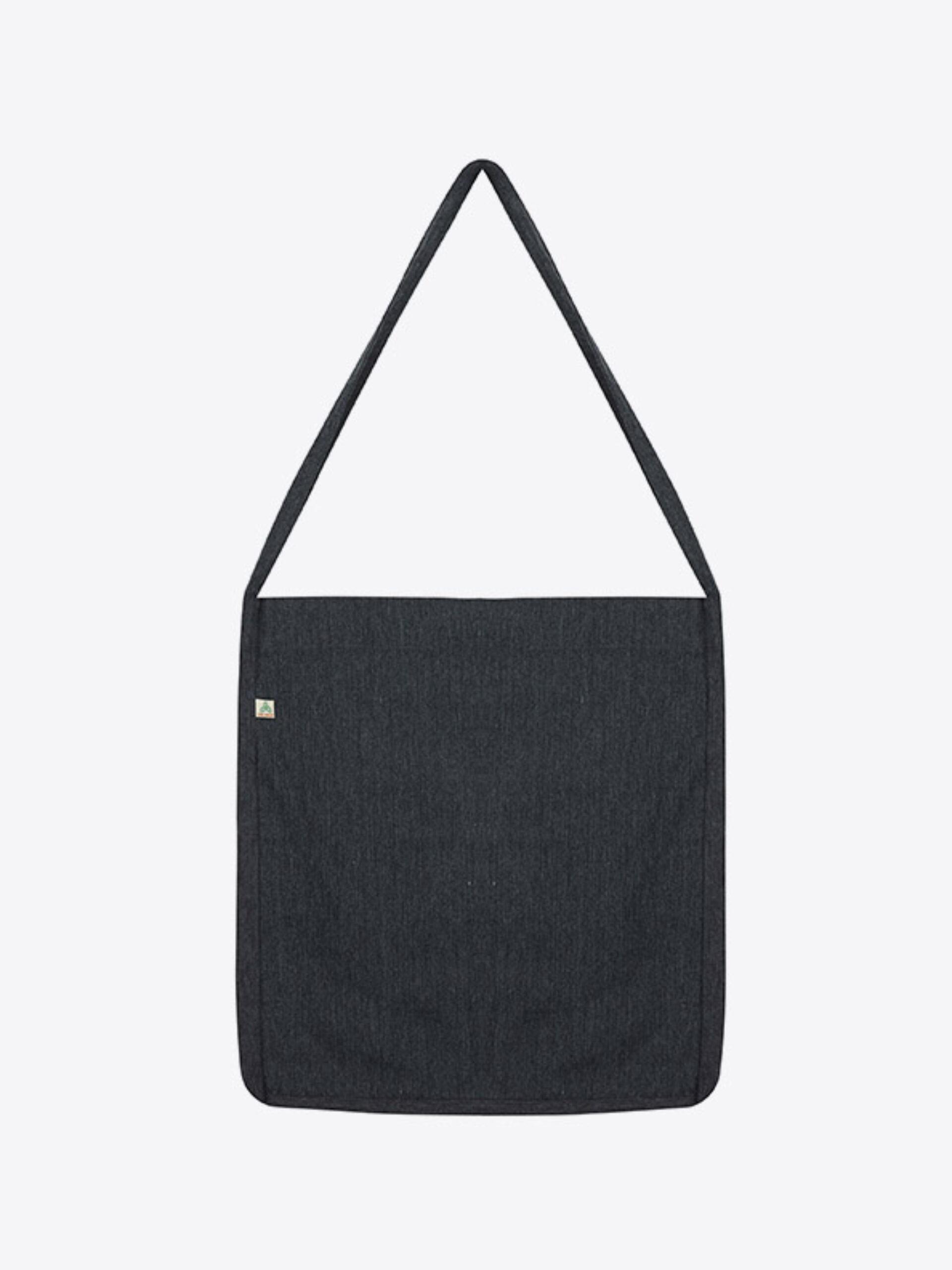 Seitentasche Easy Umhaengetasche Mit Logo Bedrucken Mischgewebe Recycelt Kostenloser Designservice Black Melange