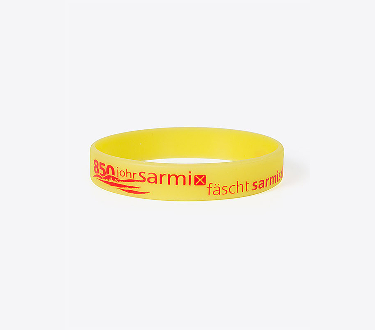 Silikonarmband Finish Saxer Glow Veredelung Praegung Mit Ihrem Logo Firmenlogo Geschaeftslogo Werbung