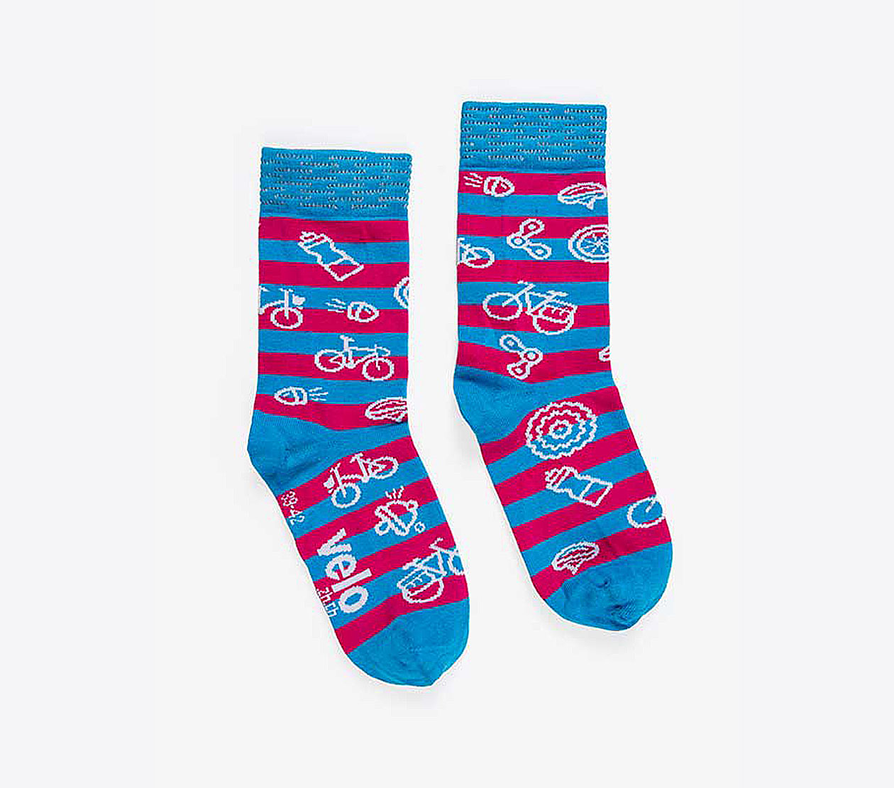 Socken Bio Velo Zueri Logo Einwebung Baumwollmix Blau Pink Reflektierend