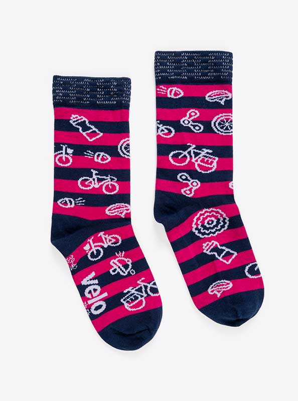 Socken Bio Velo Zueri Logo Einwebung Baumwollmix Schwarz Pink Reflektierend