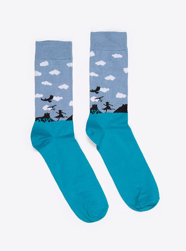 Socken Mit Logo Gestalten Bergbahnen Adelboden Baumwolle Einwebung Blau