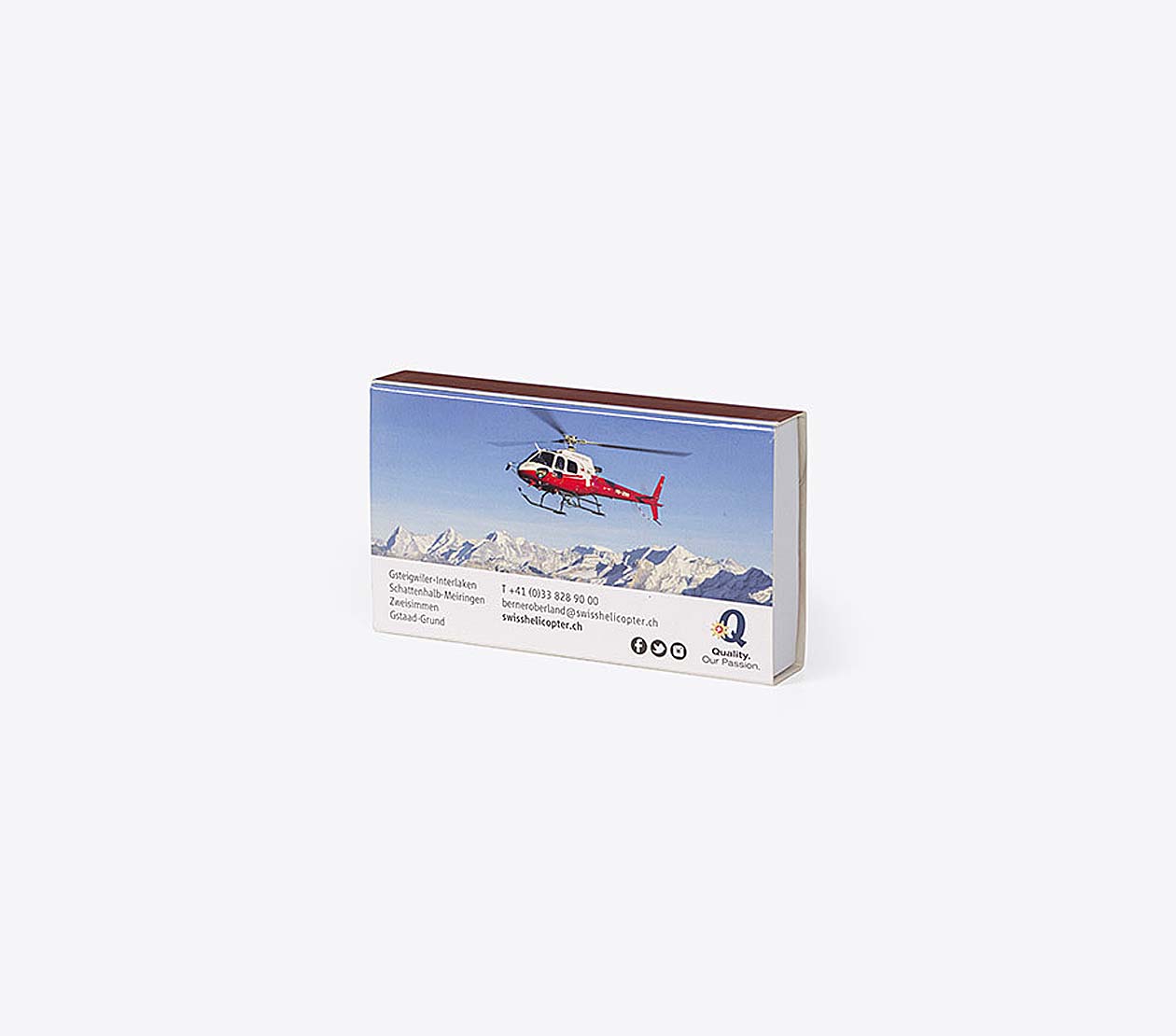 Streichholz Swissmade Box Mit Logo Motiv Bedrucken Swiss Helicopters
