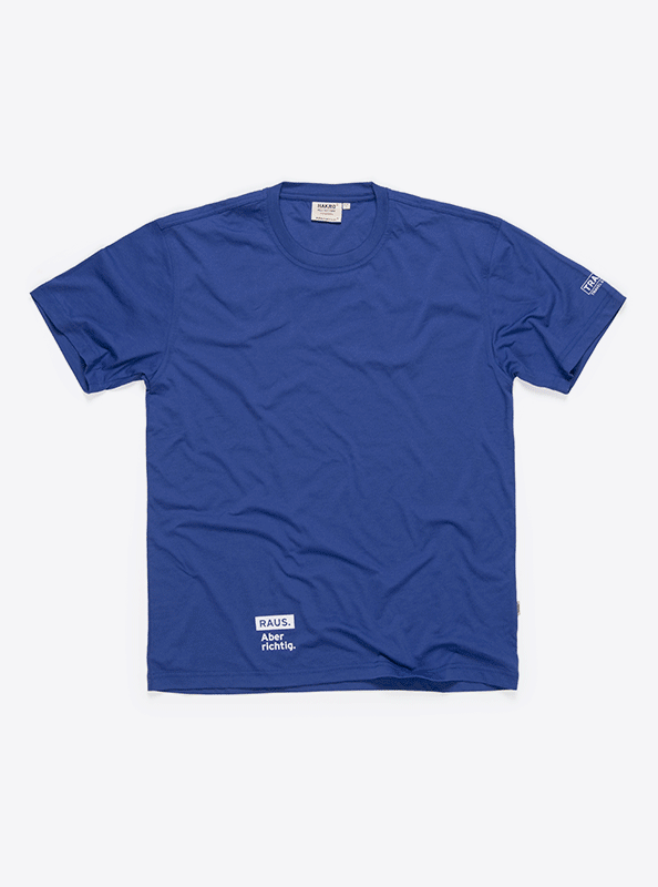 T Shirt Herren Performance Hakro 181 Transa Raus Aber Richtig Blau Baumwolle Polyester Mix Mit Logo Bedrucken