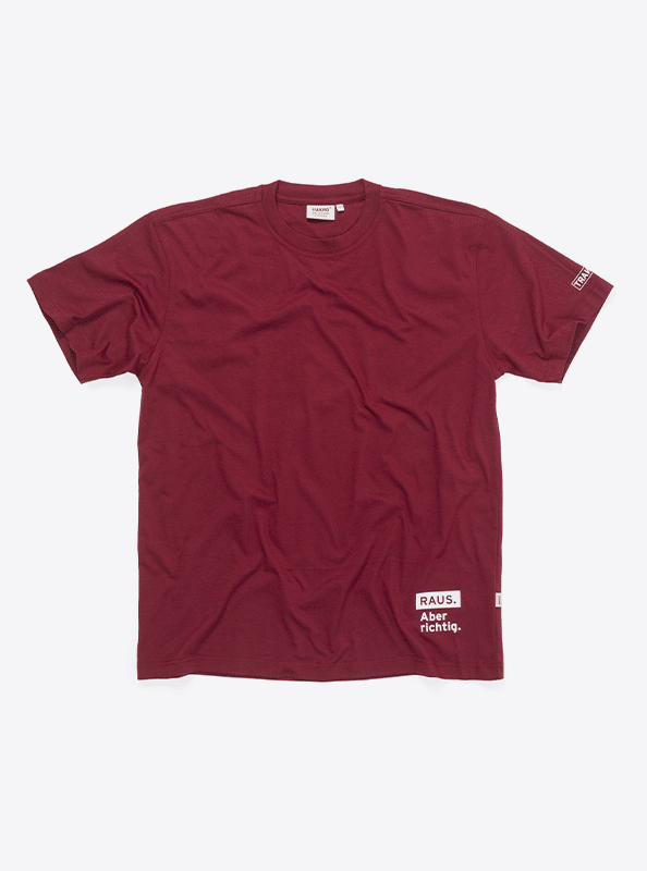T Shirt Herren Performance Hakro 181 Transa Raus Aber Richtig Rot Baumwoll Polyester Mix Mit Logo Bedrucken