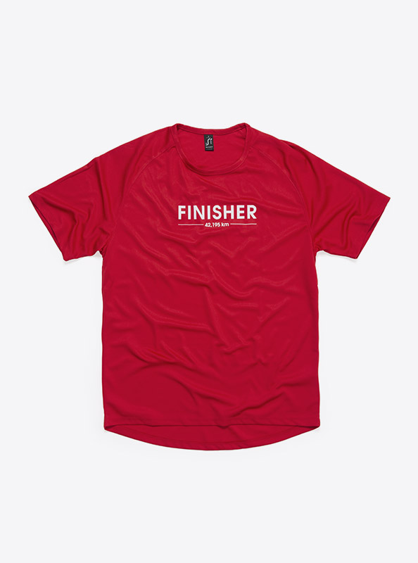 T Shirt Herren Sport Finisher Sols Mit Logo Bedrucken Polyester Laufshirt Rot