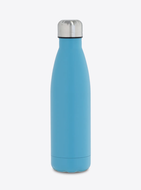 Thermosflasche Premium Mit Logo Gravierung Siebdruck Hellblau Matt