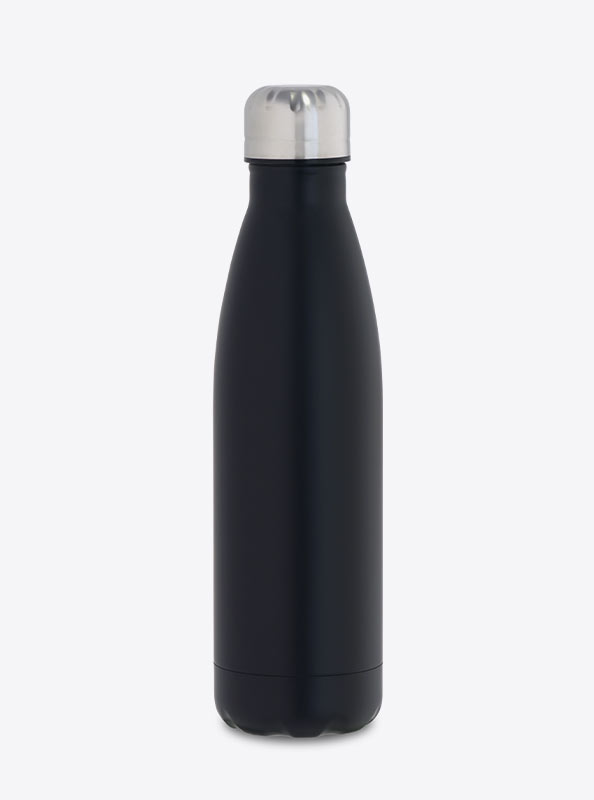 Thermosflasche Premium Mit Logo Gravierung Siebdruck Schwarz Matt