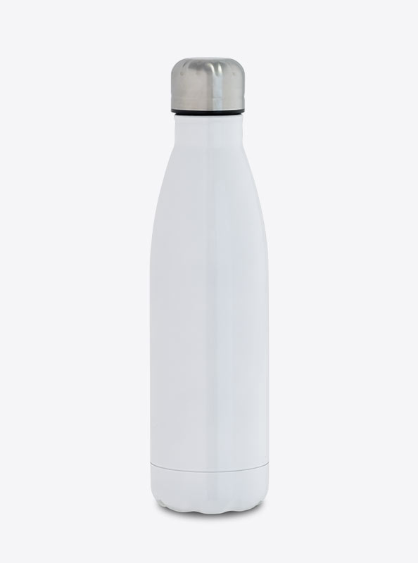 Thermosflasche Premium Mit Logo Gravierung Siebdruck Weiss Glaenzend