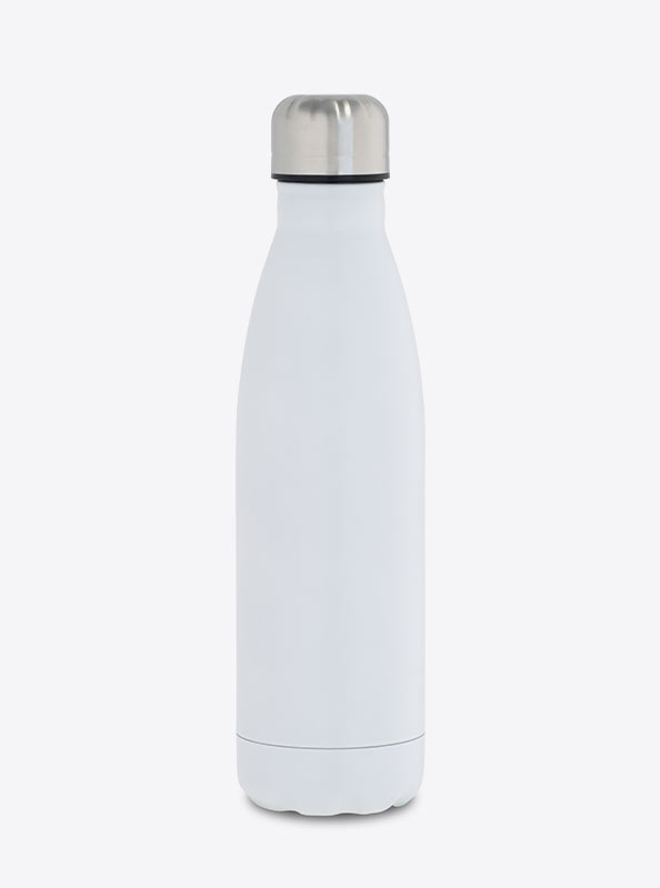 Thermosflasche Premium Mit Logo Gravierung Siebdruck Weiss Matt