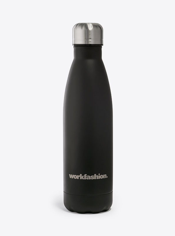 Thermosflasche Premium Mit Logo Gravierung Siebdruck Workfashion Schwarz