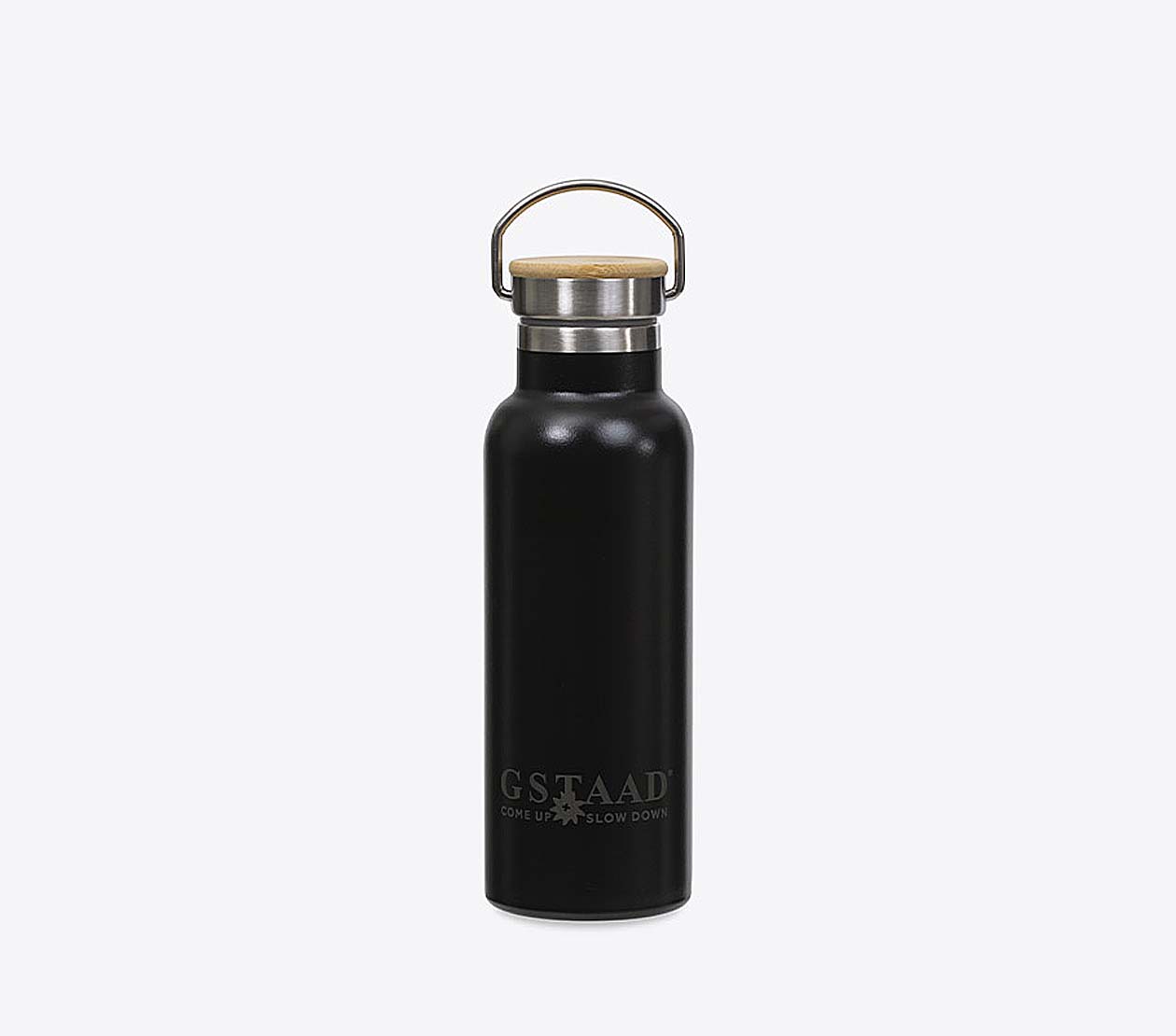 Trinkflasche Edelstahl Gstaad Tourismus Baladeo Arima Mit Logo Gravur Schwarz
