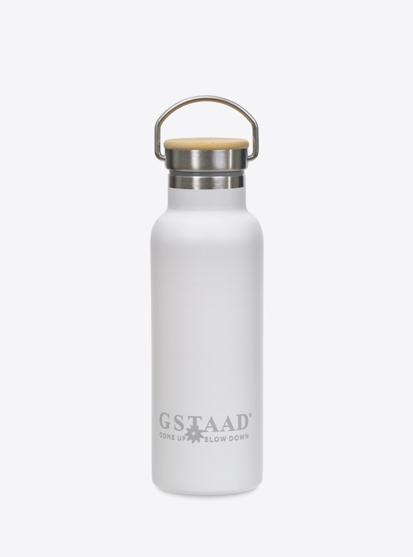 Trinkflasche Edelstahl Gstaad Tourismus Baladeo Arima Mit Logo Gravur Weiss