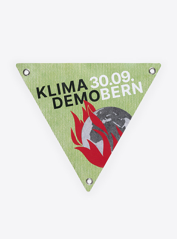 Velo Dreieck Eu Klima Allianz Klima Demo Bern Mit Logo Werbung Bedrucken Vinyl Digitaldruck Vollfarbig Mit Oesen