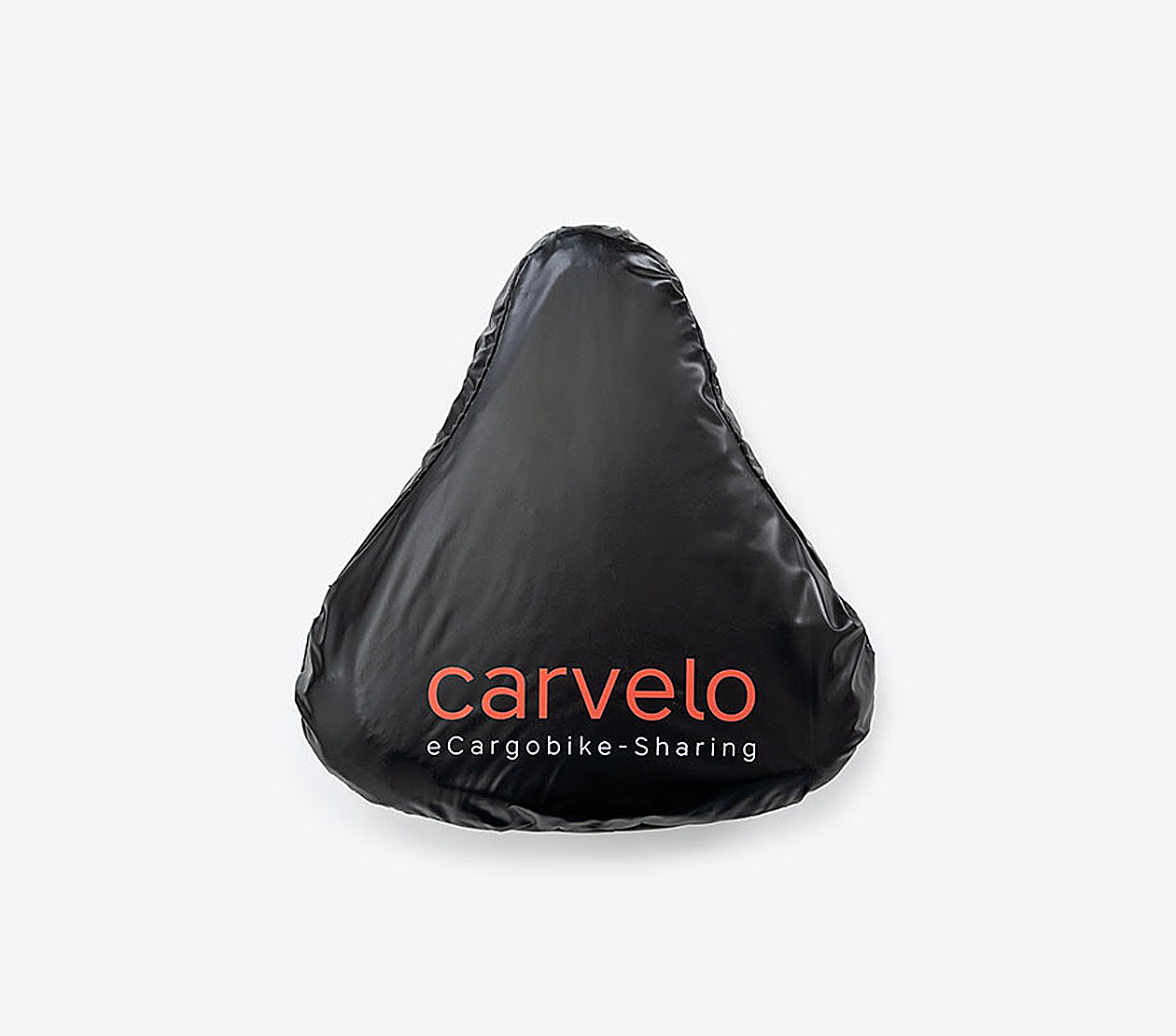 Velo Sattelueberzug Carvelo Mit Logo Bedrucken Pvc Recycled Schuetzt Vor Regen Schnee Werbetraeger